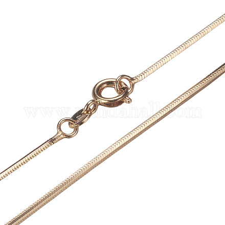 真鍮製のスネークチェーンネックレス作り用  スプリングクラスプ付き  ゴールドカラー  17.9インチ（45.5cm）  1.5mm MAK-L014-04C-1