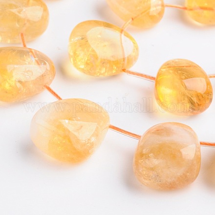 Brins de perles de citrine naturelle en forme de larme G-D771-07-1
