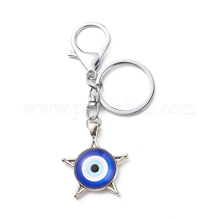 Evil Eye Glass Pendant Keychain KEYC-JKC00371-02-1