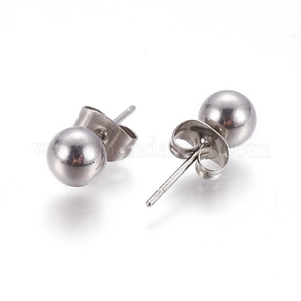 304 inox orecchini a sfera in acciaio EJEW-F0061-06A-P-1