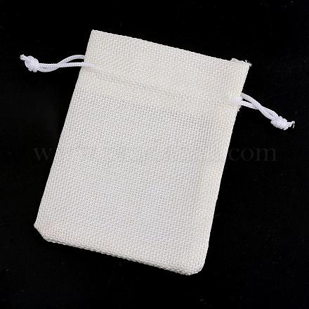 ポリエステル模造黄麻布包装袋巾着袋  クリスマスのために  結婚式のパーティーとdiyクラフトパッキング  乳白色  9x7cm ABAG-R005-9x7-21-1