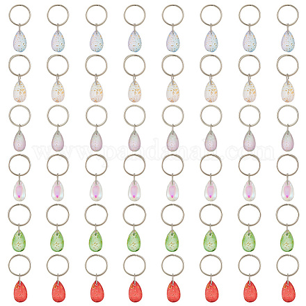 Perles de dreadlocks en verre transparent en forme de larme PALLOY-AB00073-1