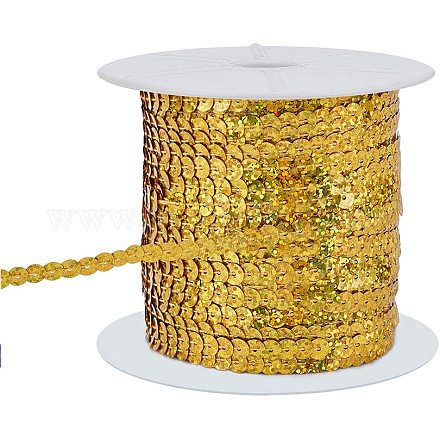 Pandahall Elite ca. 100 Meter / Rolle flach rund goldene ab-Farbe Kunststoff Paillette Perlen Pailletten Perlen Rolle Ornament Zubehör für die Dekoration PVC-PH0001-14D-1