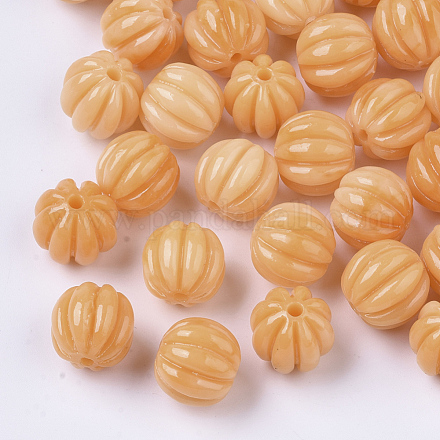 Synthetic Coral Corrugated Melon Beads CORA-R017-27-A05-1