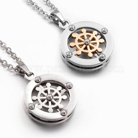 304 Stainless Steel Pendant Necklaces NJEW-G255-13-1