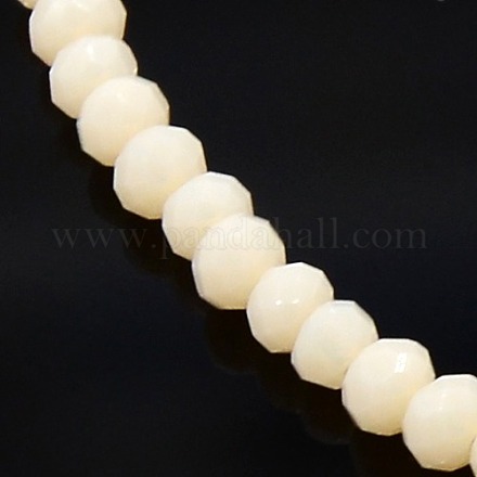 Couleur opaque opaque de verre cristal facetté rondelle perles brins GLAA-F025-A01-1