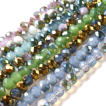 Chapelets de perles en rondelles facettées en verre électrolytique EGLA-D020-8x5mm-M3-1