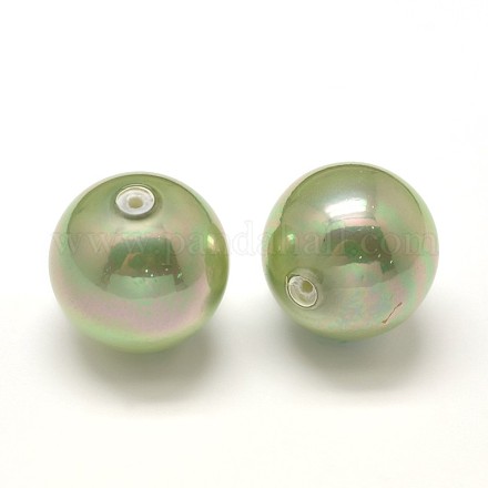 Half Drilled Round Shell Pearl Beads BSHE-M002-14mm-03-1