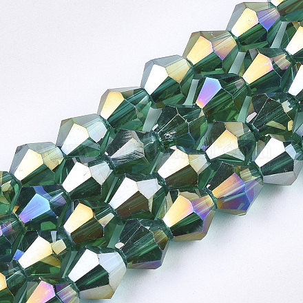 Electroplate Glass Beads Strands X-EGLA-Q118-6mm-B15-1