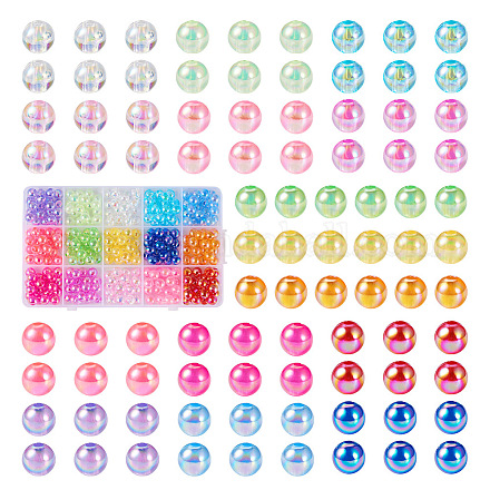 Pandahall 300Pcs 15 Colors Transparent Acrylic Beads MACR-TA0001-29-1