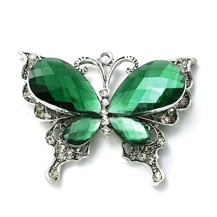 Gros pendentifs de papillon en alliage avec strass en acrylique PALLOY-J196-08AS-1
