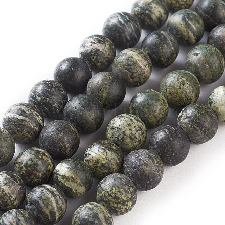 Brins de perles de jaspe vert zèbre naturel G-O181-07-1