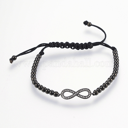Adjustable 304 Stainless Steel Braided Beaded Bracelets BJEW-I263-11B-1