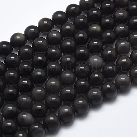 Natürliche Eis Obsidian Perlen Stränge G-A171-16-8mm-1