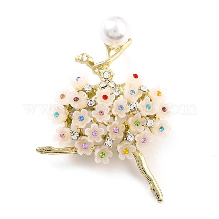 Broche de aleación de bailarina con perla de resina JEWB-O009-20-1