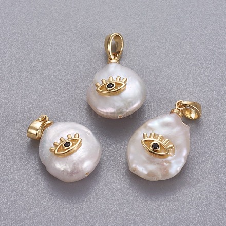 Pendenti con perle d'acqua dolce coltivate naturali KK-L187-08G-1