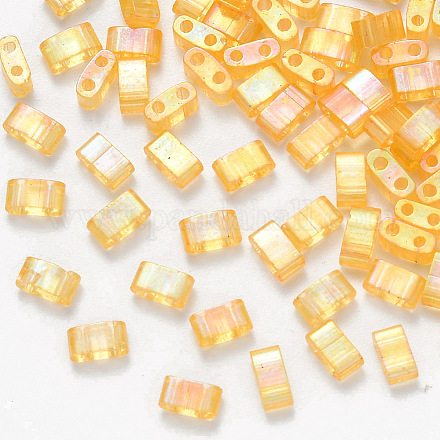 2-Hole Baking Painted Transparent Glass Seed Beads SEED-S031-M-251-1