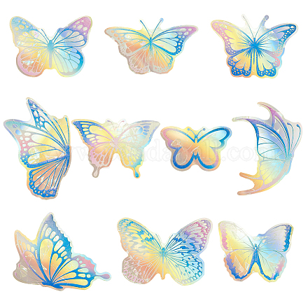 10 Stück Schmetterling bunter Sonnenfänger Regenbogenprisma elektrostatische Glasaufkleber DIY-WH0409-69E-1