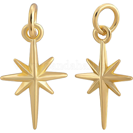 BENECREAT 10Pcs 18K Gold Plated Star Brass Pendants with Jump Rings Metal Lucky Star Accessories for DIY Jewelry Making KK-BC0004-96-1