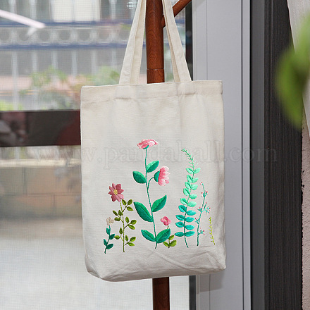 DIY Flower Pattern Tote Bag Embroidery Kit PW22121386671-1