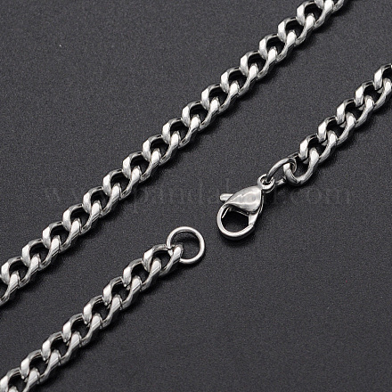 Collares de cadenas con eslabones cubanos de acero inoxidable 304 para hombre NJEW-T012-04A-66-S-1