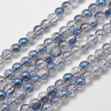Chapelets de perles de quartz craquelé synthétique électrolytique EGLA-J067-6mm-HR01-1