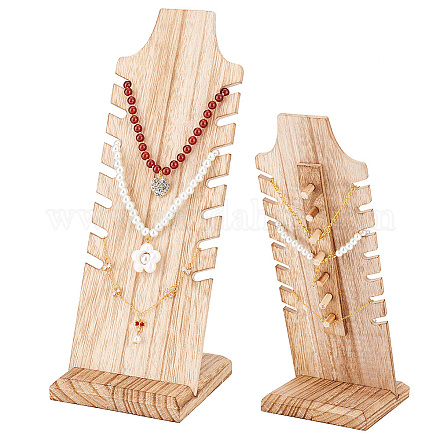 Wooden Slant Back Necklace Display Board NDIS-WH0016-04B-03-1