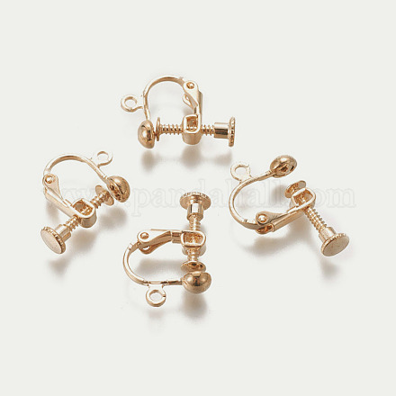 Accessoires de boucle d'oreille clips à vis en laiton plaqué avec pince spirale KK-P169-04KCG-1