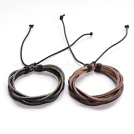 Einstellbar Bindfäden Stil Lederband Armbänder BJEW-F173-09-1