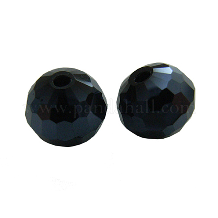 6mm Black Faceted Round Glass Spacer Beads X-GS073-32-1