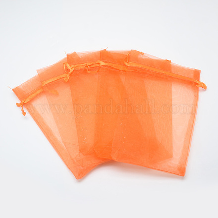オーガンジーバッグ巾着袋  高密度  長方形  ダークオレンジ  15x10cm X-OP-T001-10x15-05-1