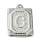Anti-Tarnish 304 Stainless Steel Pendants, Rectangle with Letter Charm, Letter C, 24.5x18x3mm, Hole: 1.8mm