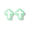 Baking Paint Glass Enamel Beads, Hand Drawn Beads, Cross, Pale Green, 14.5x11.5x4mm, Hole: 1mm