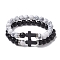 2Pcs 2 Styles 8mm Round Synthetic Howlite & Turquoise Beaded Stretch Bracelet Sets, Cross Stackable Bracelets for Women, Inner Diameter: 2-1/8~2-3/8 inch(5.5~6cm), 1pc/style