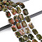 Natural Unakite Beads Strands, Rectangle, Faceted, with Seed Beads, 11.5~12x8x4~5mm, Hole: 0.9mm, about 26~27pcs/strand, 14.57~15.08''(37~38.3cm)