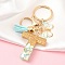 Resin & Acrylic Keychain, with Tassel Pendant and Iron Findings, Letter T, 10cm, pendant: 26~42mm.