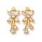 Brass Micro Pave Cubic Zirconia Pendants, Flower Charms, Long-Lasting Plated, Nickel Free, Real 18K Gold Plated, 22.5x10x4mm, Hole: 1.2mm