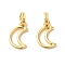 Brass Charms, with Split Rings, Moon, Golden, 13x9x1.5mm, Hole: 3mm