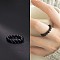 Glass Stretchy Finger Rings, Round, Black, 60mm