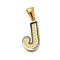 304 Stainless Steel Pendants, with Enamel, Ion Plating(IP), Laser Cut, Real 18K Gold Plated, Letter J, 18x9.5x1.5mm, Hole: 5.5x2.5mm