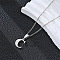 201 Stainless Steel Crystal Rhinestone Initial Pendant Necklaces, Stainless Steel Color, Non-Tarnish, Letter C, 15.75 inch(40cm)