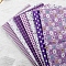 Cotton Fabric, for Patchwork, Sewing Tissue to Patchwork, Square with Flower Pattern, Purple, 25x25cm, 7 sheets/set