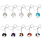 10Pcs 10 Styles Flat Round with Tree of Life Gemstone Chip Keychians, with Iron Split Key Rings, 8.5cm, 1pc/style