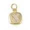 Rack Plating Brass Micro Pave CLear Cubic Zirconia Charms, with Jump Rings, Cadmium Free & Lead Free, Long-Lasting Plated, Real 18K Gold Plated, Letter X, 11.5x9x1.5mm, Hole: 2.8mm