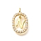 Brass Micro Pave Cubic Zirconia Pendants, Real 18K Gold Plated, Oval with Letter Charms, Letter N, 18.5x11x3.5mm, Hole: 2x1.5mm