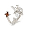 Star Zinc Alloy Rhinestone Open Cuff Ring, with Resin Imitation Pearls, for Women, Platinum, Red Topaz, Inner Diameter: 16mm