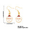 Christmas Theme Brass Dangle Earrings, Golden, Santa Claus, 41x15mm