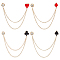4Pcs 4 Styles Playing Card Theme Alloy Enamel Hanging Chain Brooch, Mixed Shapes, 155~160mm, 1pc/style