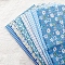 Cotton Fabric, for Patchwork, Sewing Tissue to Patchwork, Square with Flower Pattern, Blue, 25x25cm, 7 sheets/set