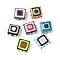 Baking Paint Glass Enamel Beads, Bumpy Square, Mixed Color, 13.5~14x13.5~14x6.5~7mm, Hole: 1mm